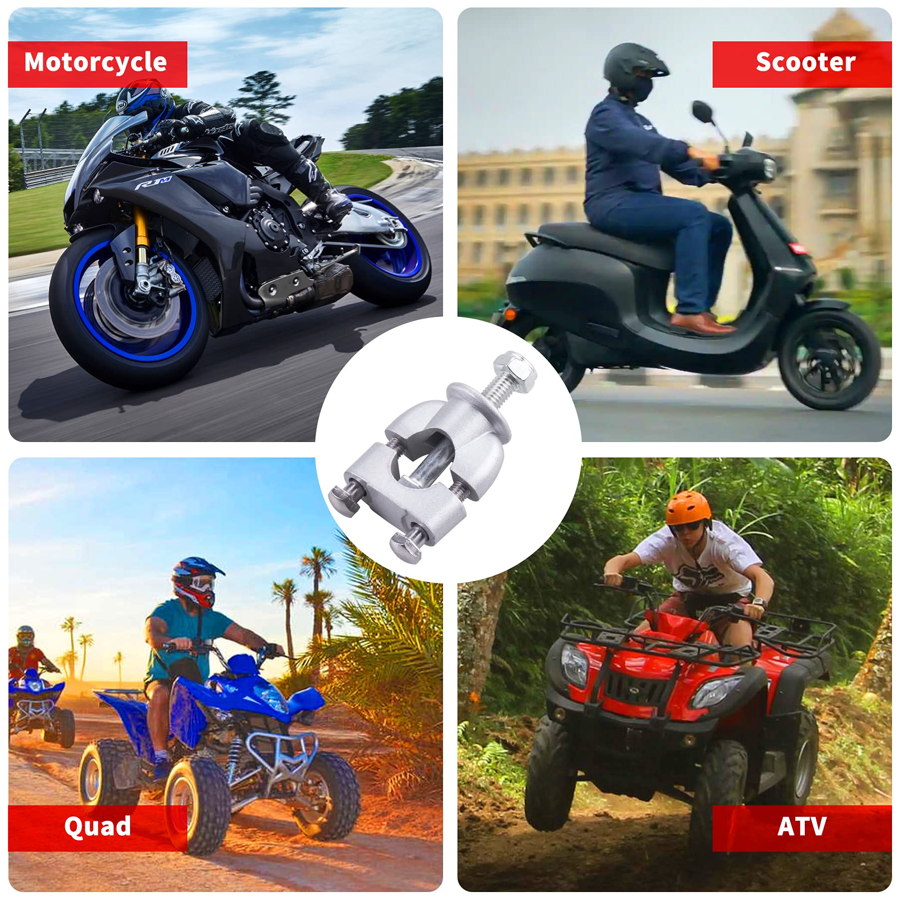 MRELC setup fits 7/8 inch handlebars across motorcycles and scooters.