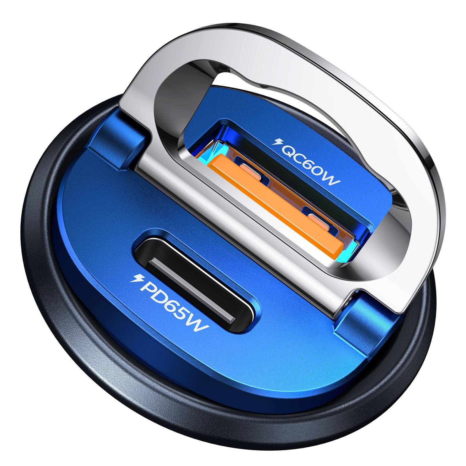 MRGLAS 125W USB-C car charger in blue delivers ultra-fast charging for devices on the go.