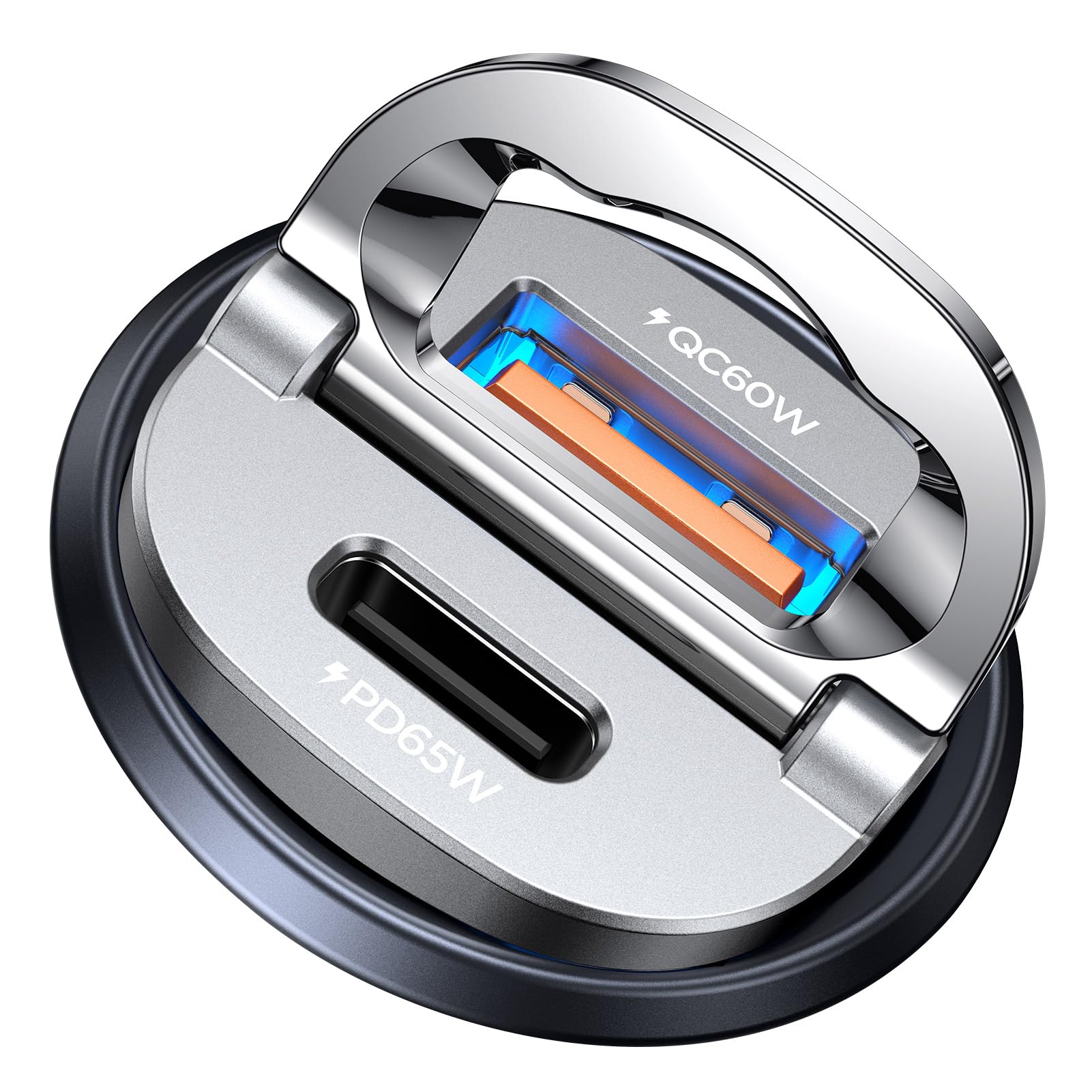 MRGLAS 125W USB-C car charger front view for fast device charging on the go.