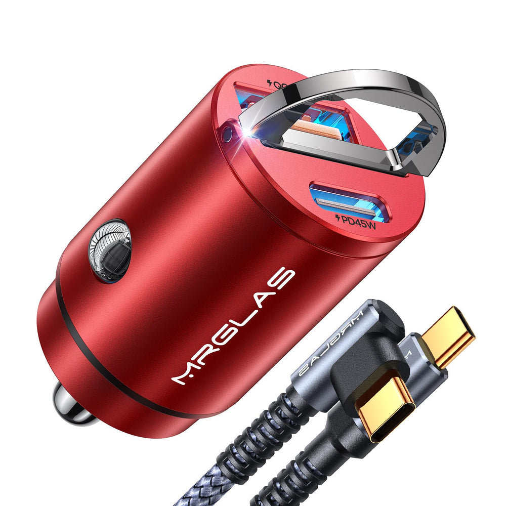 MRGLAS 90W car charger flush-fit design for clutter-free dashboards.
