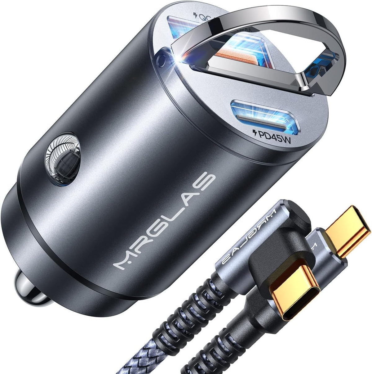 MRGLAS 90W car charger compact unit ready for on-the-go power