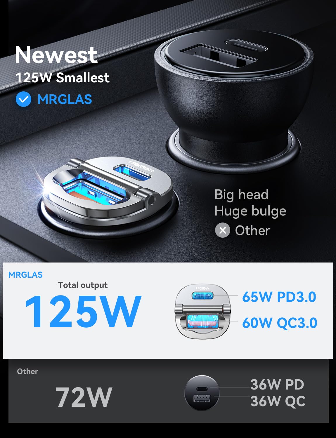 MRGLAS mini metal design side detail highlighting compact form and premium feel.