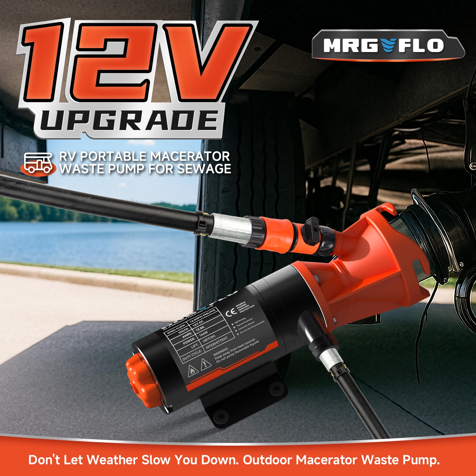 MRGVFLO self-cleaning feature with garden hose rinse
