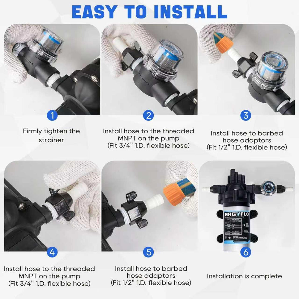 MRGVFLO upgraded RV water pump 12V DC suitable for off-grid use.