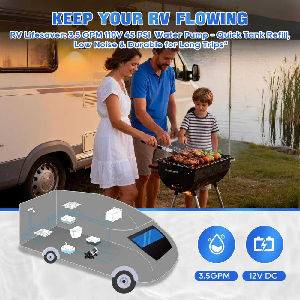 MRGVFLO upgraded RV water pump compact design fits tight spaces.