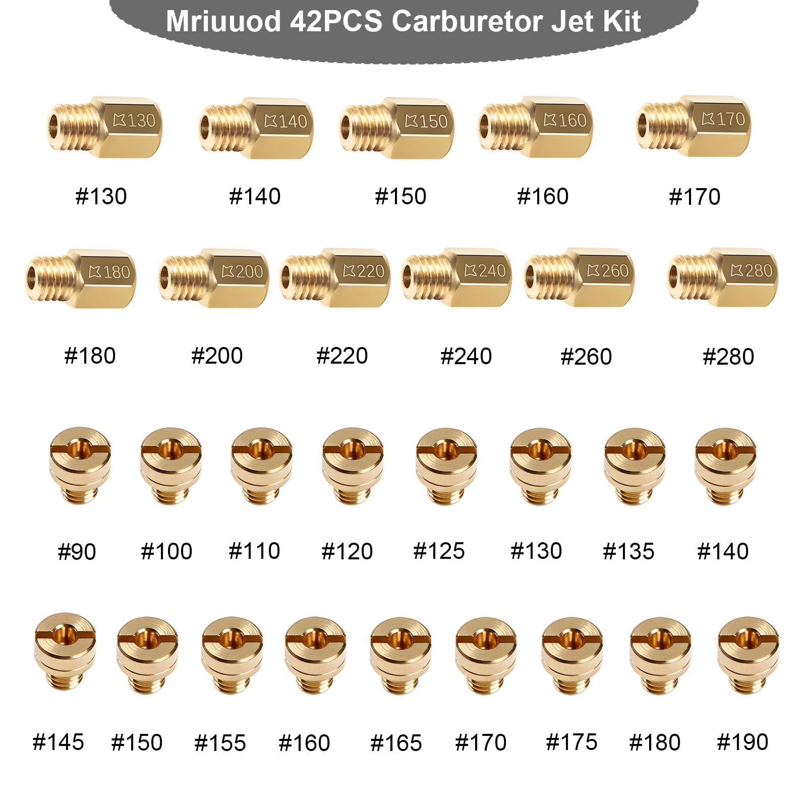 Mriuuod 42Pcs main jets 150 for precise fuel adjustment.