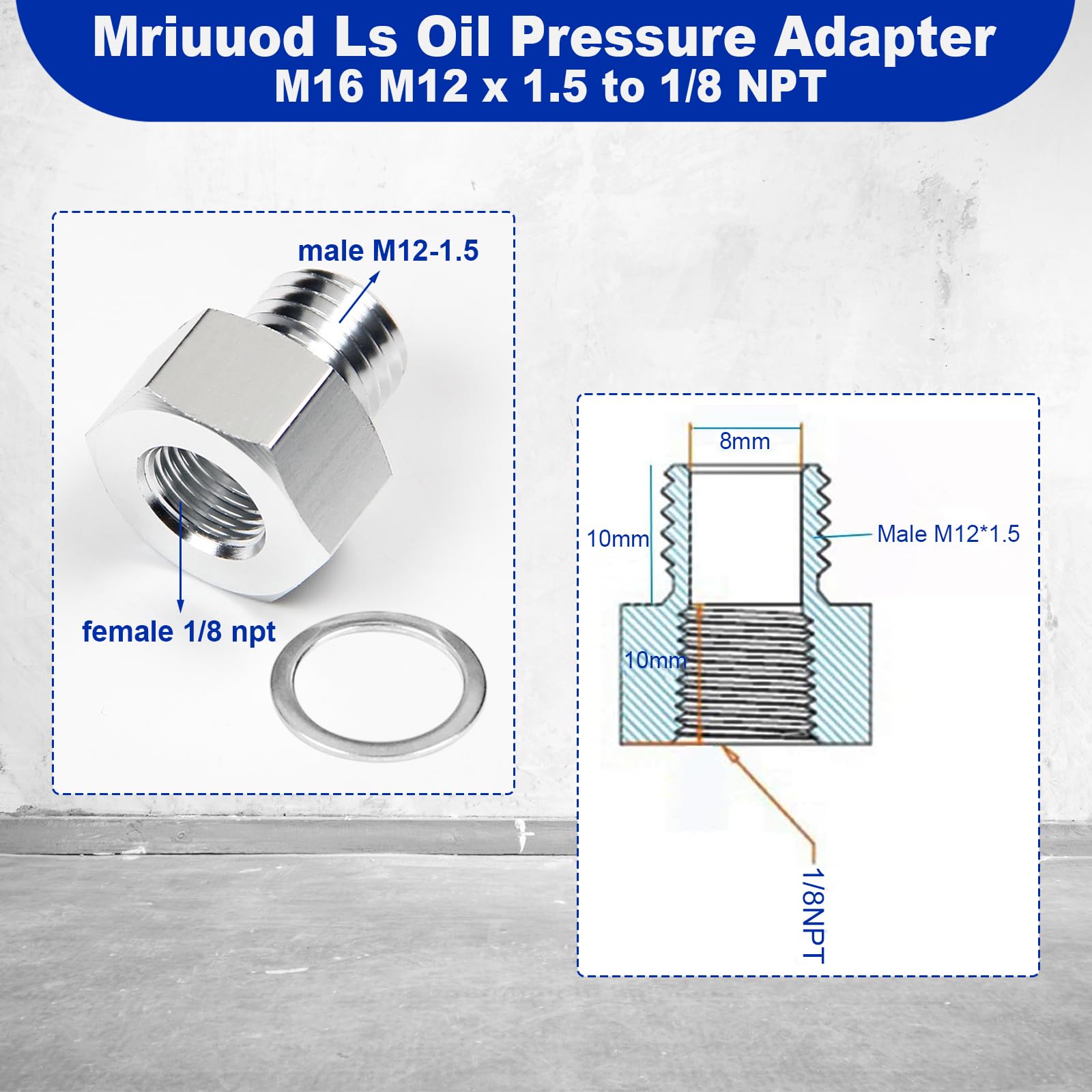 Mriuuod adapter packaging included with sealing washers for easy installation