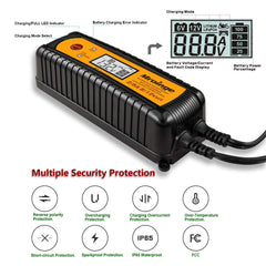 Mroinge 7-stage smart charger LCD view aids safe, precise charging.