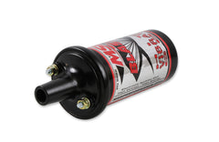 MSD 8222 coil highlighting the 100:1 turns ratio for strong spark energy.