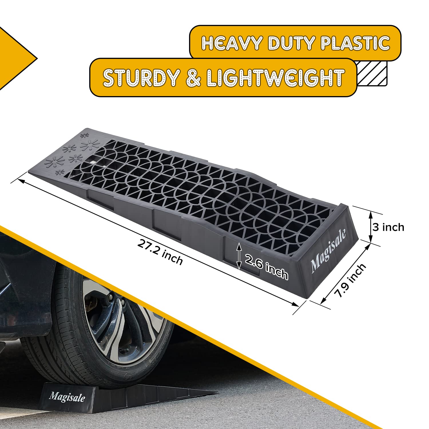 MS.GD Magisale ramps feature curved top and bulged end to prevent drive-off.