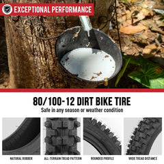 Mtilieosa 3.00-12 inner tube maintains air seal during rugged riding.