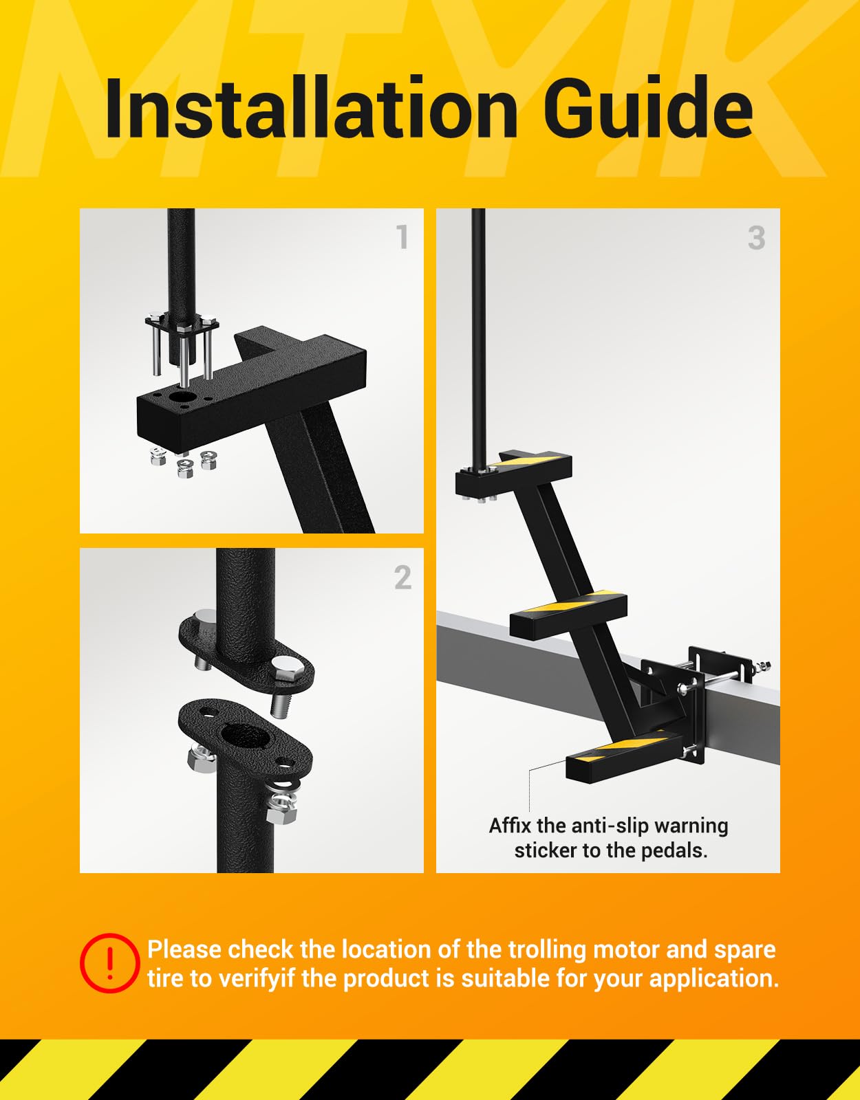 MTYIK 3-step ladder designed for bass boats and deep-V rigs