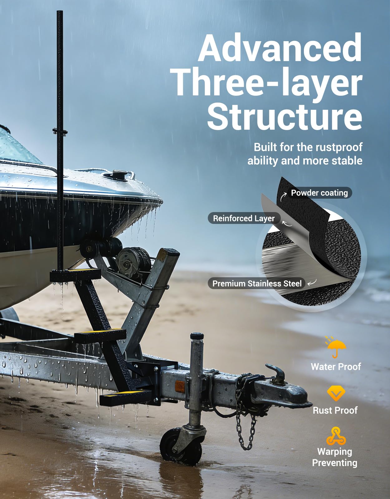 MTYIK universal trailer tongue steps with adjustable bracket fit multiple models