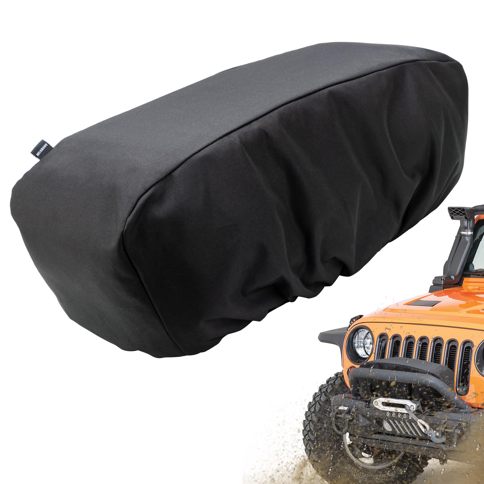 MUAKIOY winch cover outer fabric close-up with 900D material for all-weather protection.