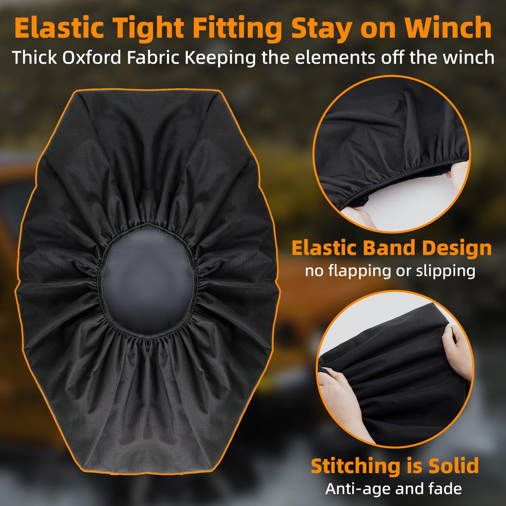 MUAKIOY winch cover universal fit for jeeps, ATVs, and trailers.
