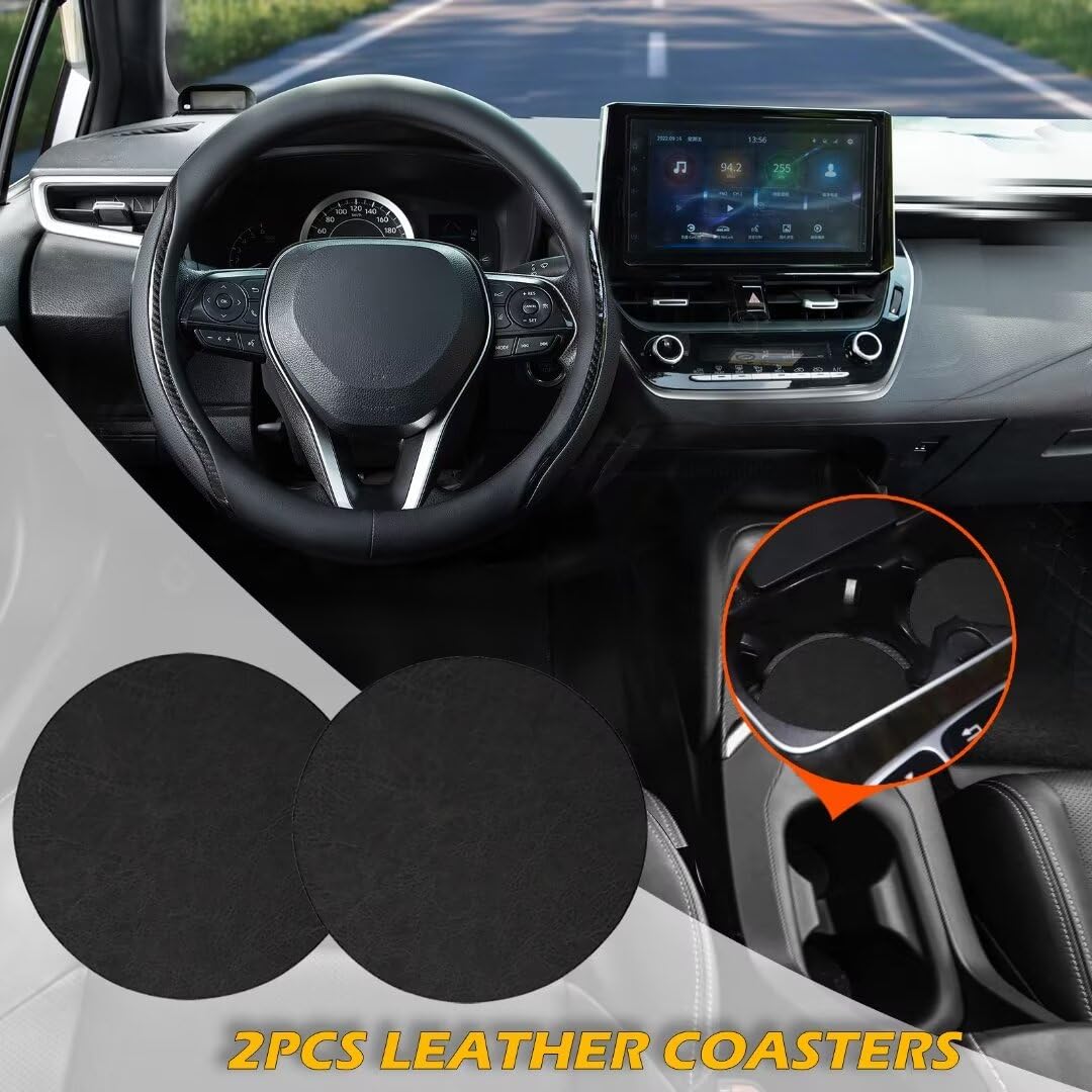 Muamos leather microfiber cover on 14.5-15 inch wheel offers durable comfort.