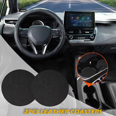 Muamos leather microfiber cover on 14.5-15 inch wheel offers durable comfort.