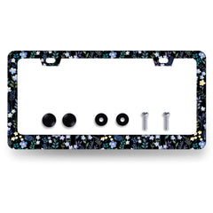 MUAWUOIK Folk Blue Flowers license plate frame front view with vibrant floral pattern