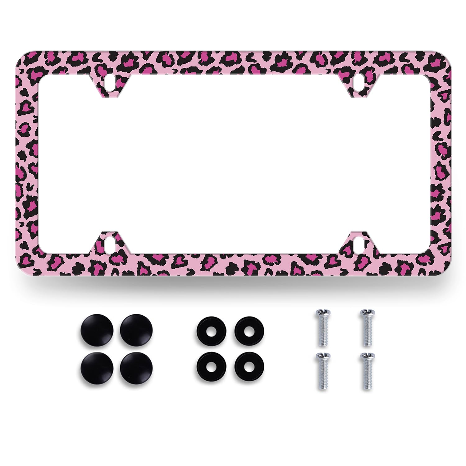 MUAWUOIK sexy leopard license frame showcases pink leopard pattern for bold street style