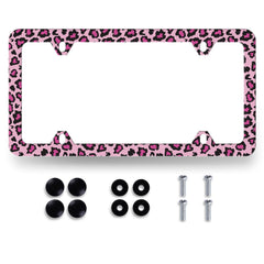 MUAWUOIK sexy leopard license frame showcases pink leopard pattern for bold street style