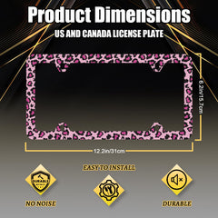 Pink leopard license frame design adds personality while staying compatible with standard US plates