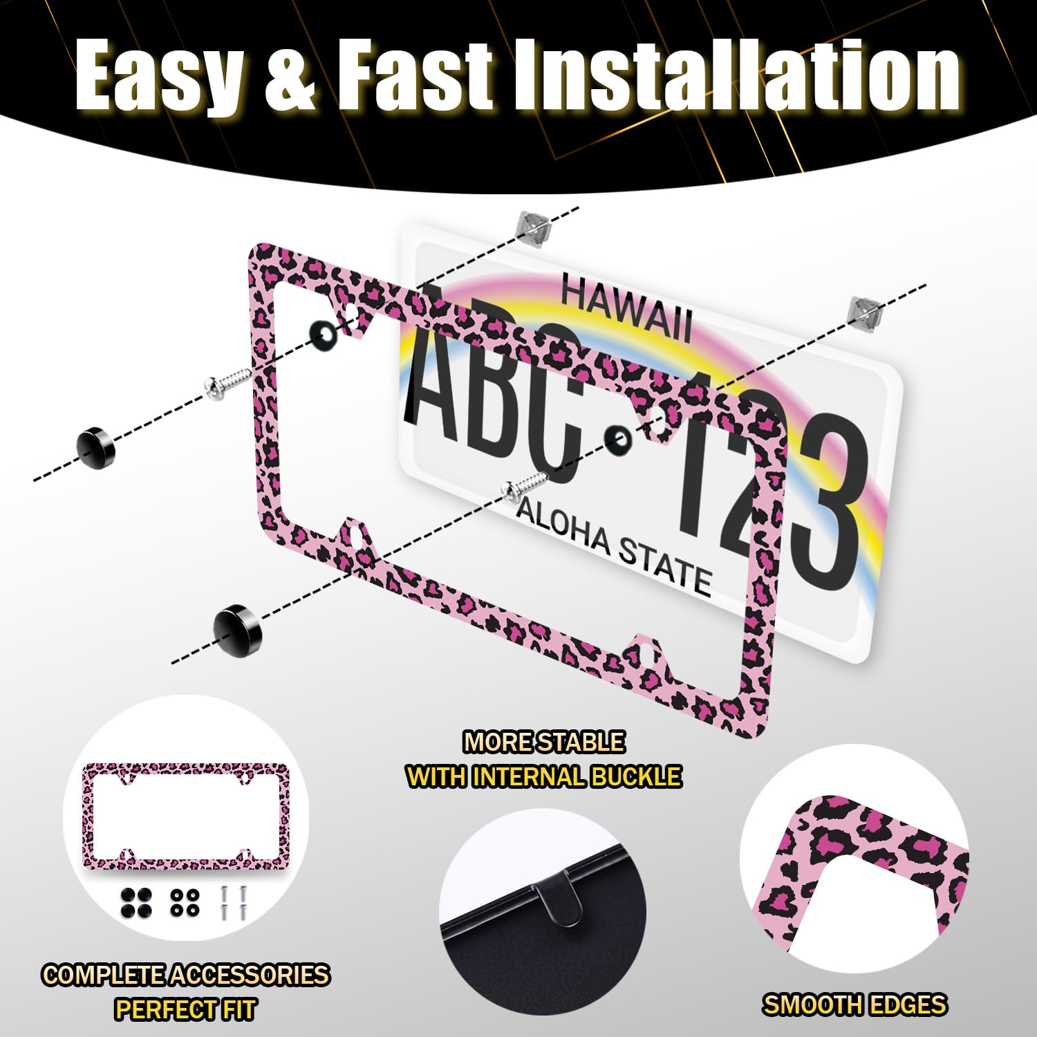 Easy to install on any 12.3 x 6.3 inch plate for most cars
