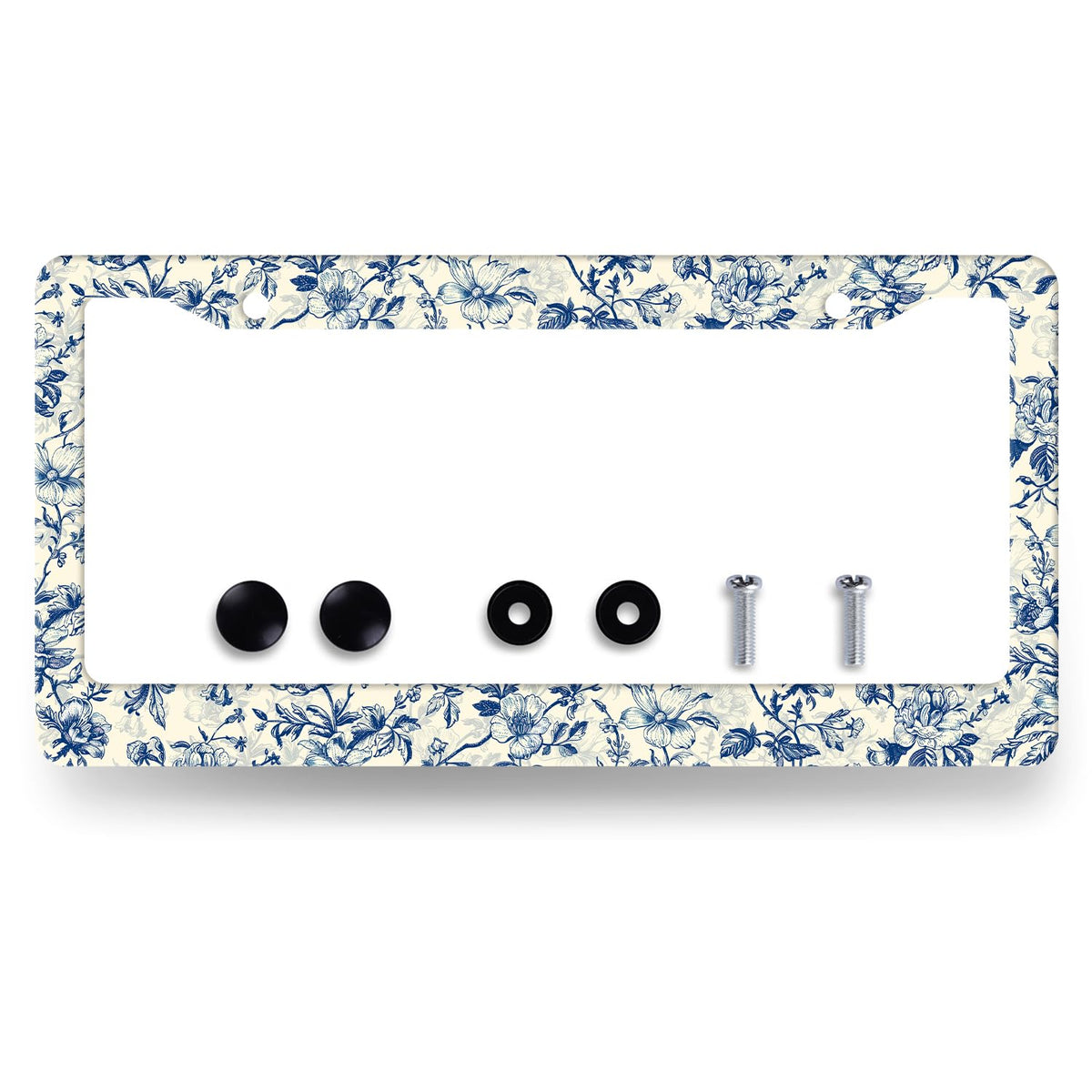 MUAWUOIK vintage floral license frame front view enhances curb appeal.
