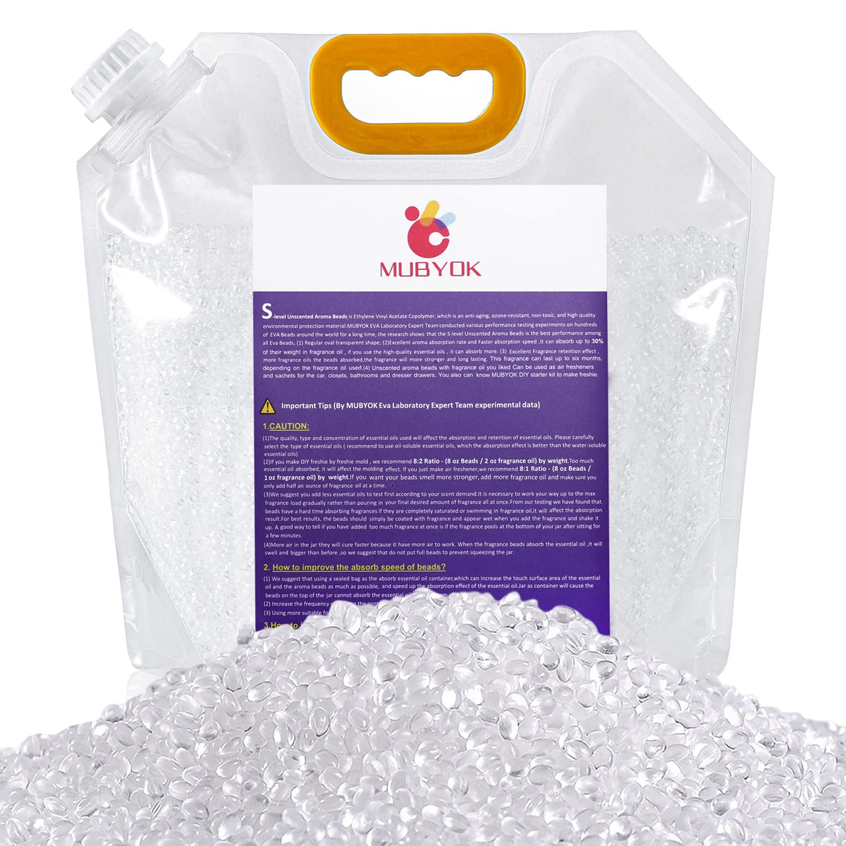 MUBYOK 5lb unscented aroma beads bulk pack for DIY car freshies.