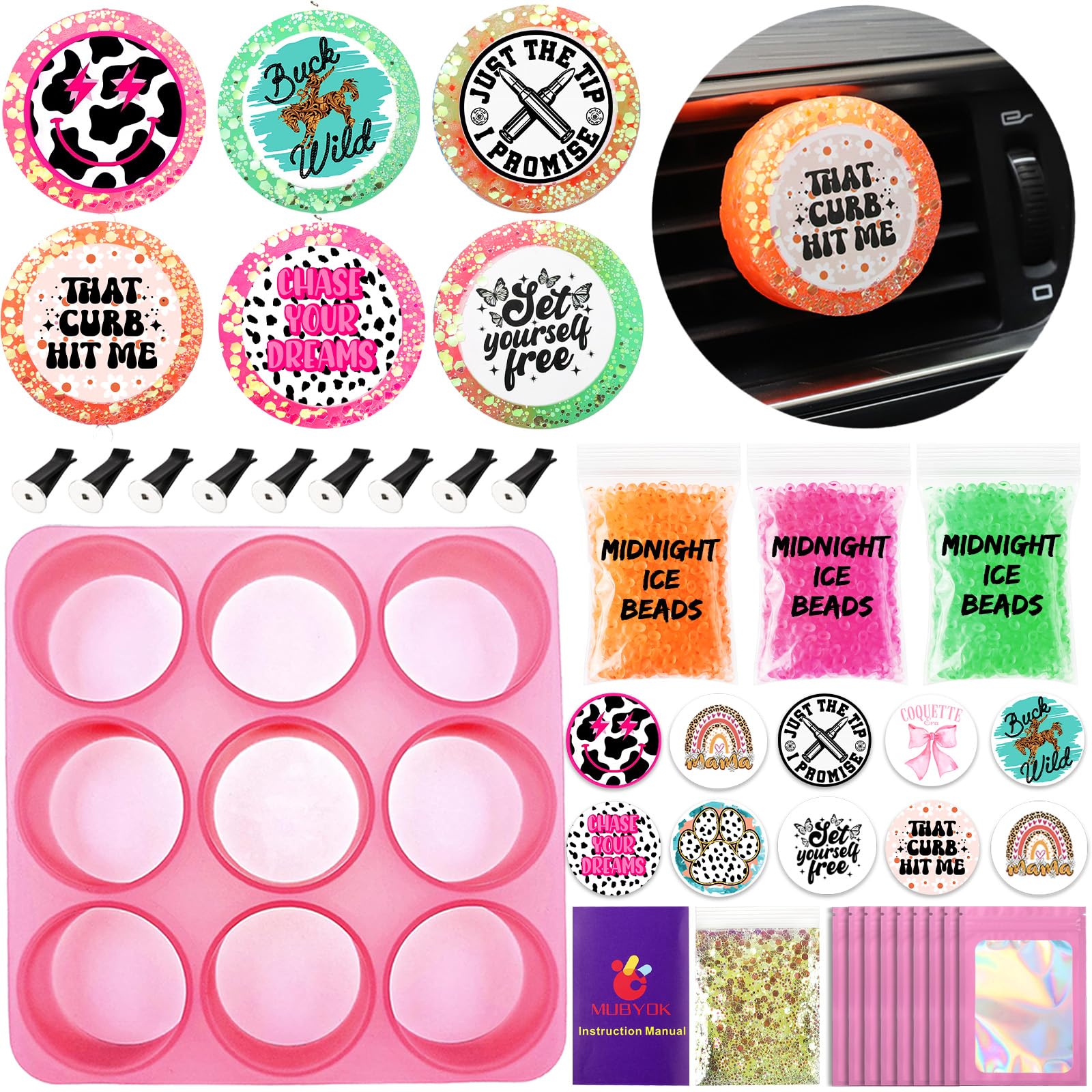MUBYOK M538 midnight ice aroma beads for a customizable car scent experience