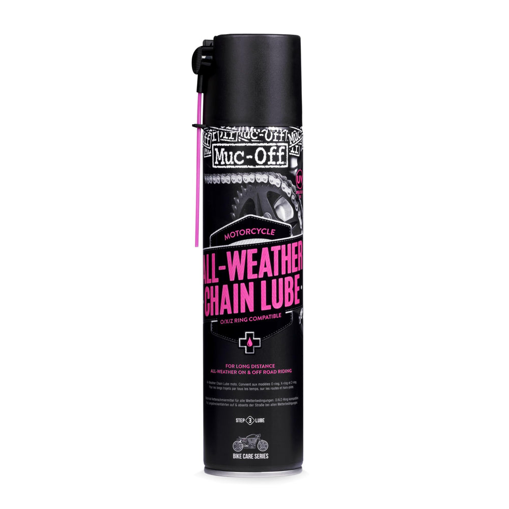 Muc-Off All-Weather Chain Lube bottle ready for long rides in wet conditions