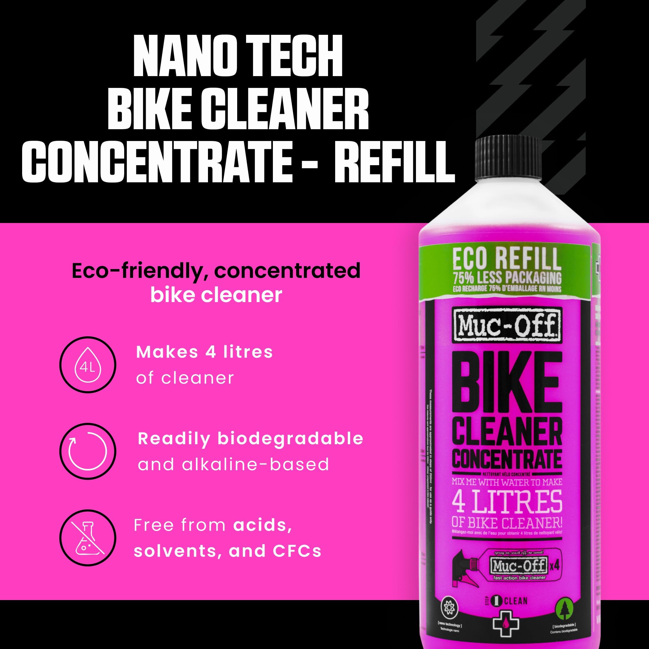 Muc-Off Bike Cleaner Concentrate is mixed with water to make up to four liters