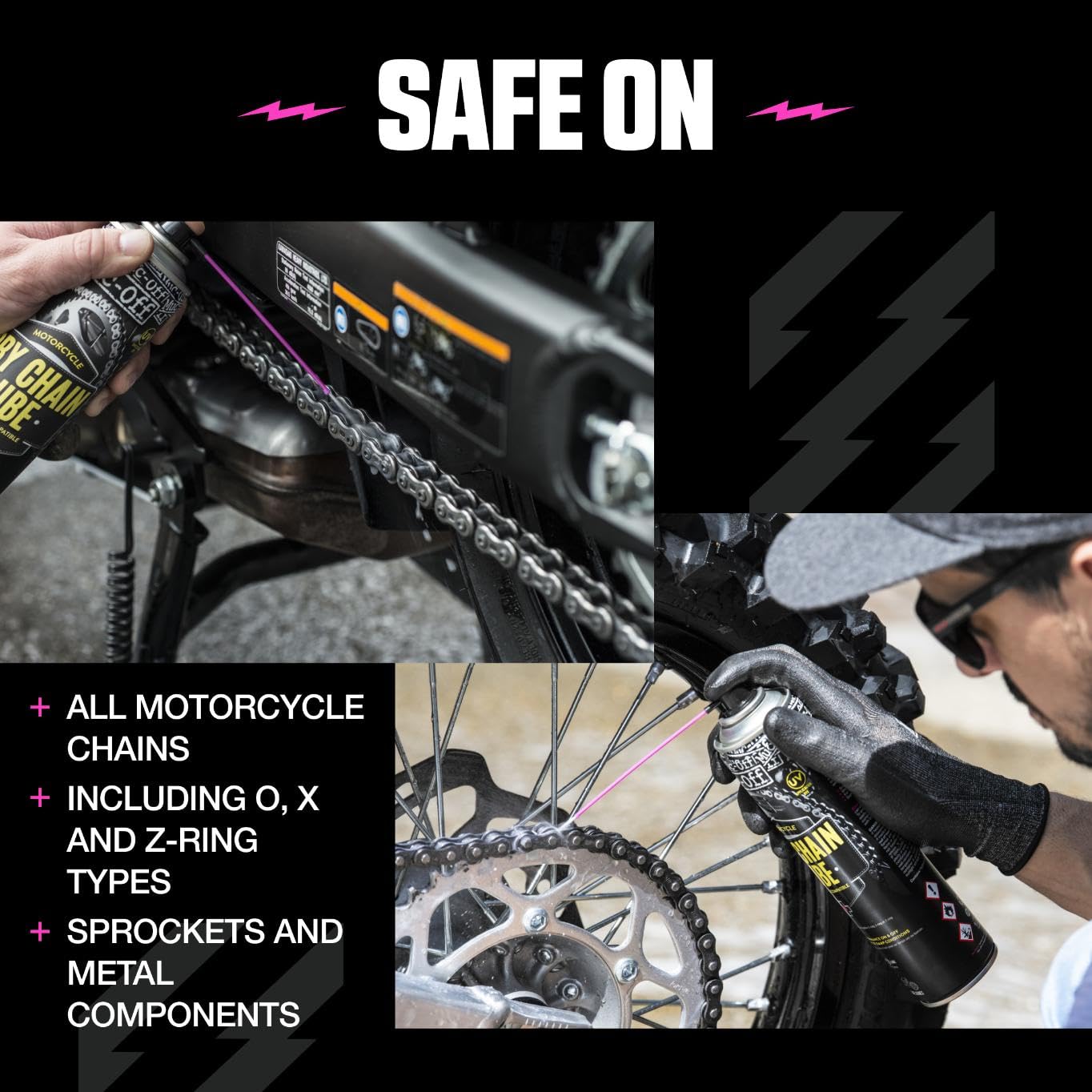 Muc-Off Dry Chain Lube applied on chain link to show deep penetration.