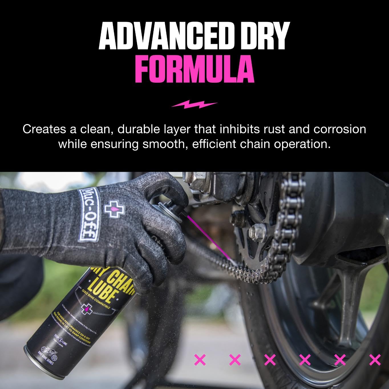 Muc-Off Dry Chain Lube nozzle close-up for precise control during application.