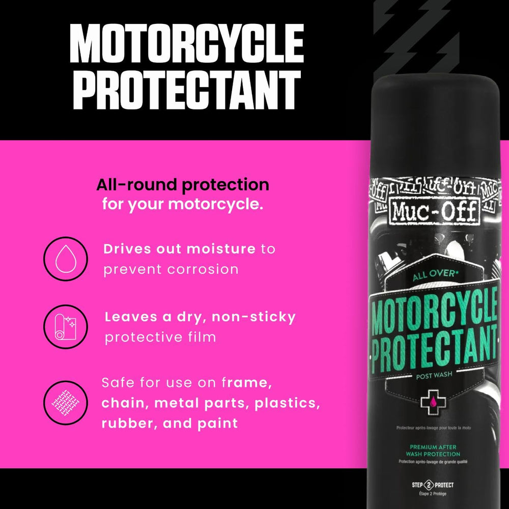 Muc-Off Protectant spray used on chain and metal parts to minimize corrosion