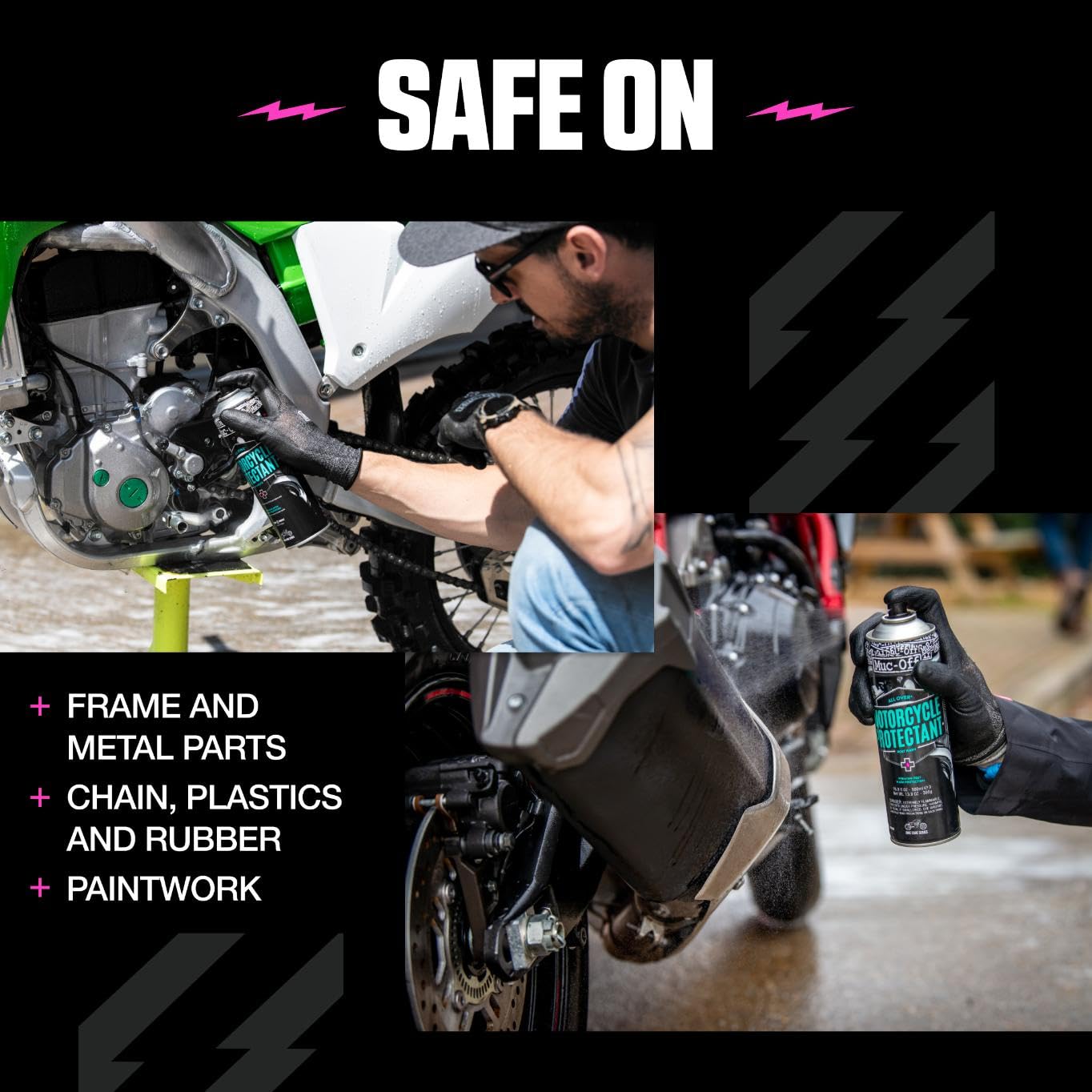 Muc-Off Motorcycle Protectant forming a protective film on metal components