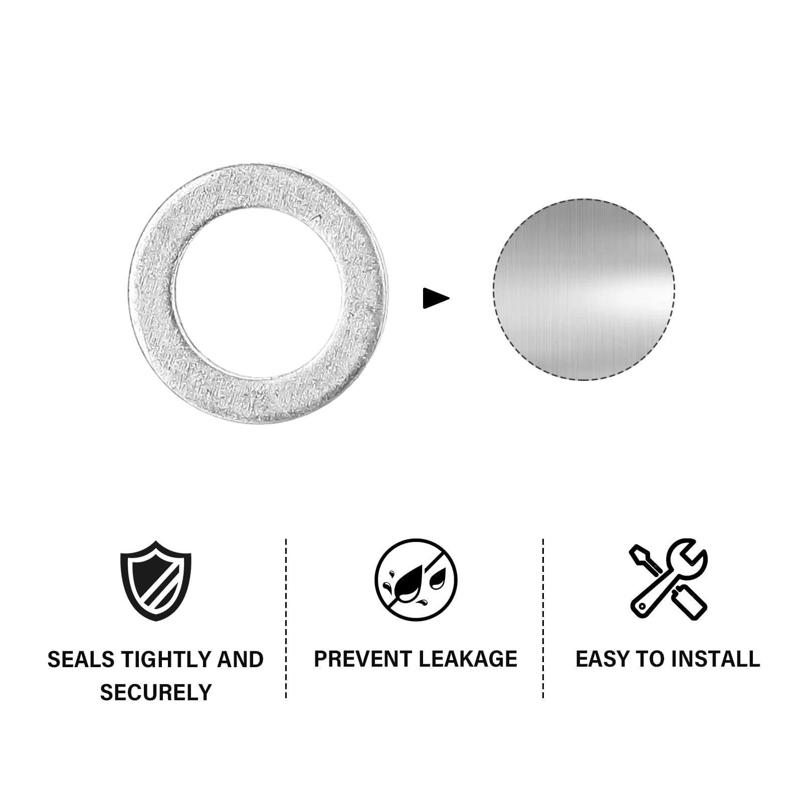 Washer set showing sizes: 22 mm outer, 14 mm inner, 2 mm thick.