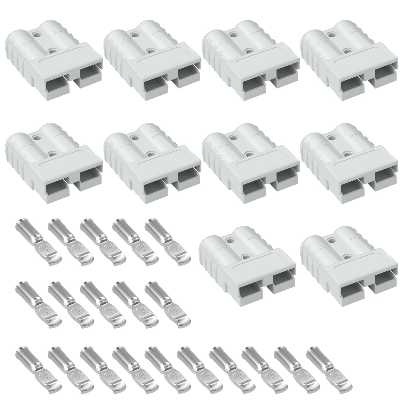 Muelnmey Anderson 50A connector body with quick disconnect for 6-12 AWG cables.