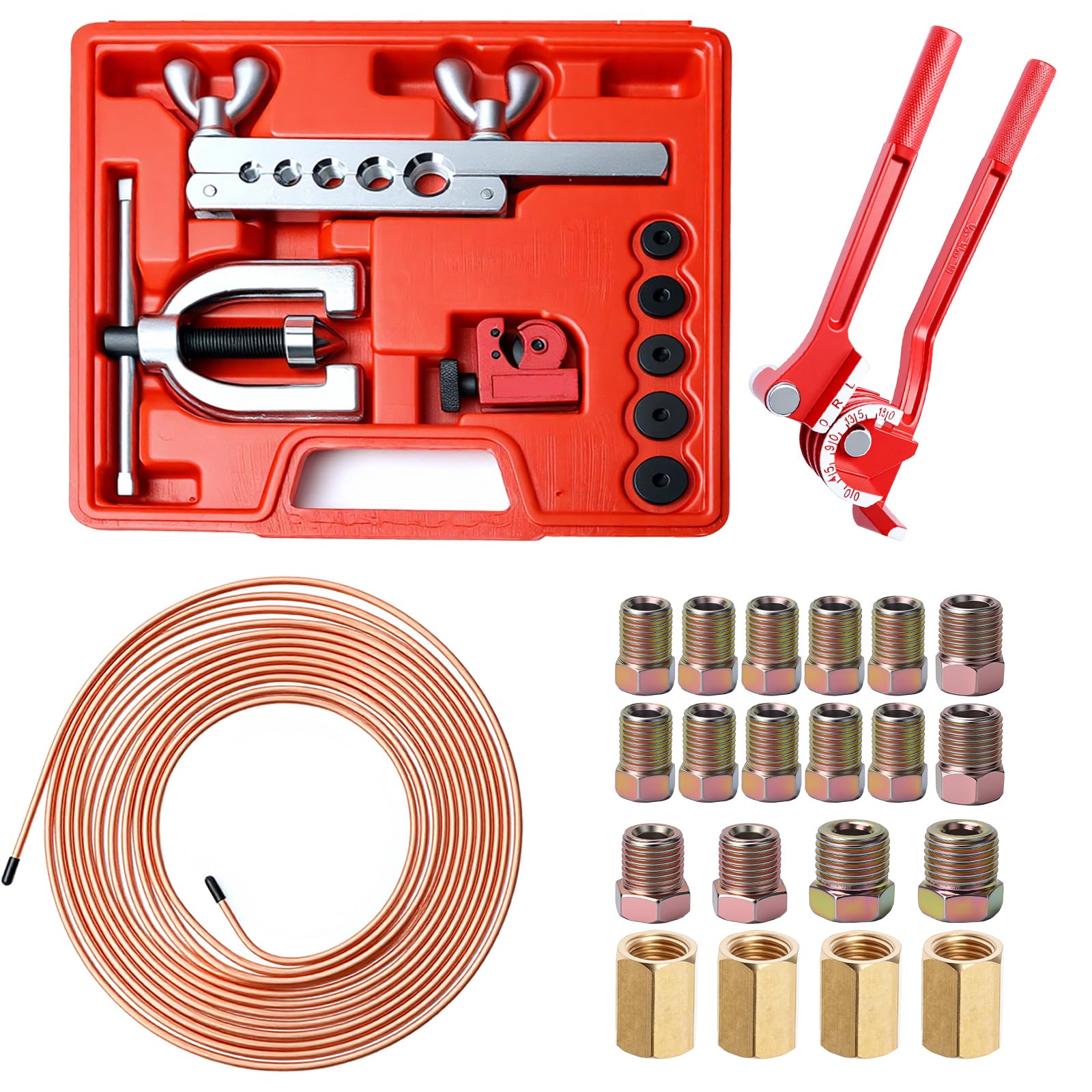 Muelnmey brake line kit 25ft 3-16 inch shows corrosion-resistant copper-coated steel for durable installs.