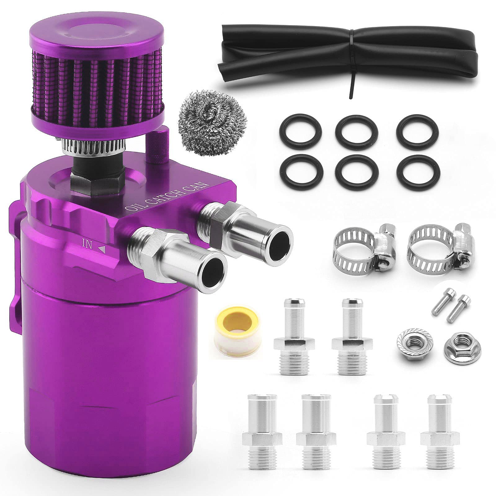 Muge Racing universal oil catch can 400ml body captures oil vapor and keeps the bay tidy