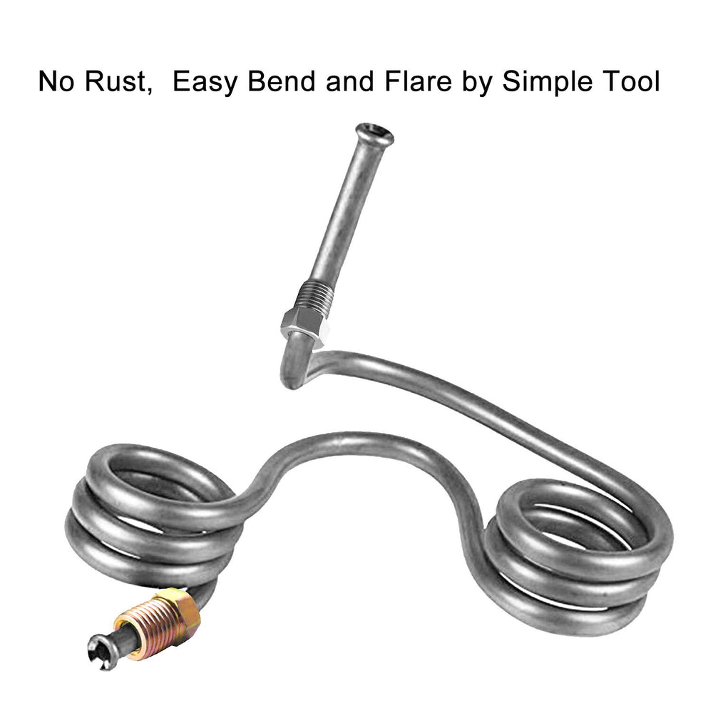 MuHize 3/16 steel brake line shown with bend-friendly profile.