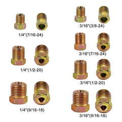 MuHize kit for 1-4in brake lines with assorted flare nuts for versatile repairs.