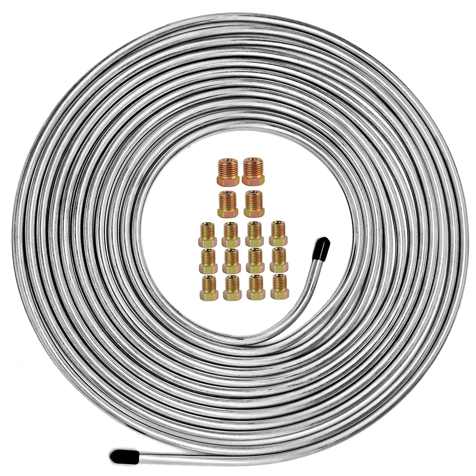 MuHize brake line kit 25 ft with zinc coating provides rust protection.