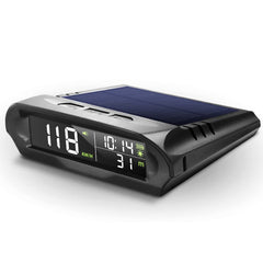 Mulcort car head-up display mounted on dash shows speed and time for safer driving.