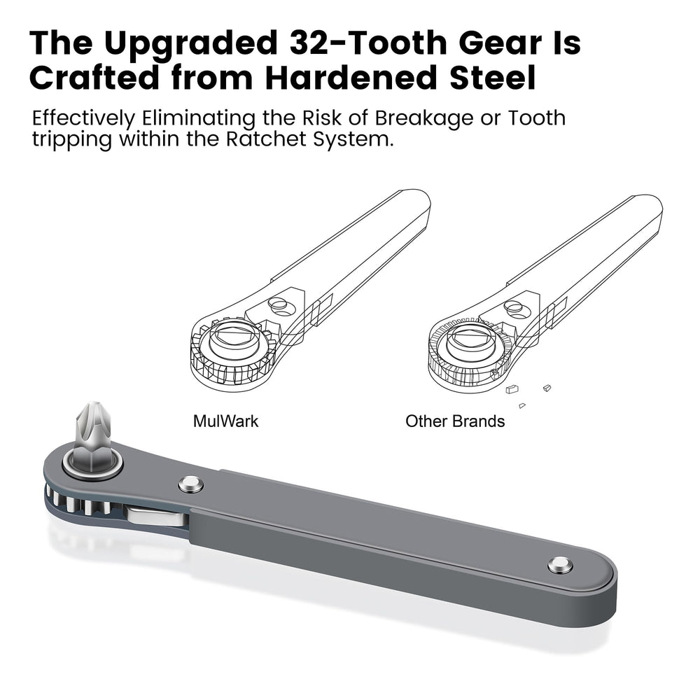 MULWARK bit spread displaying varied Phillips, hex, Pozidriv and Torx bits for versatile repairs