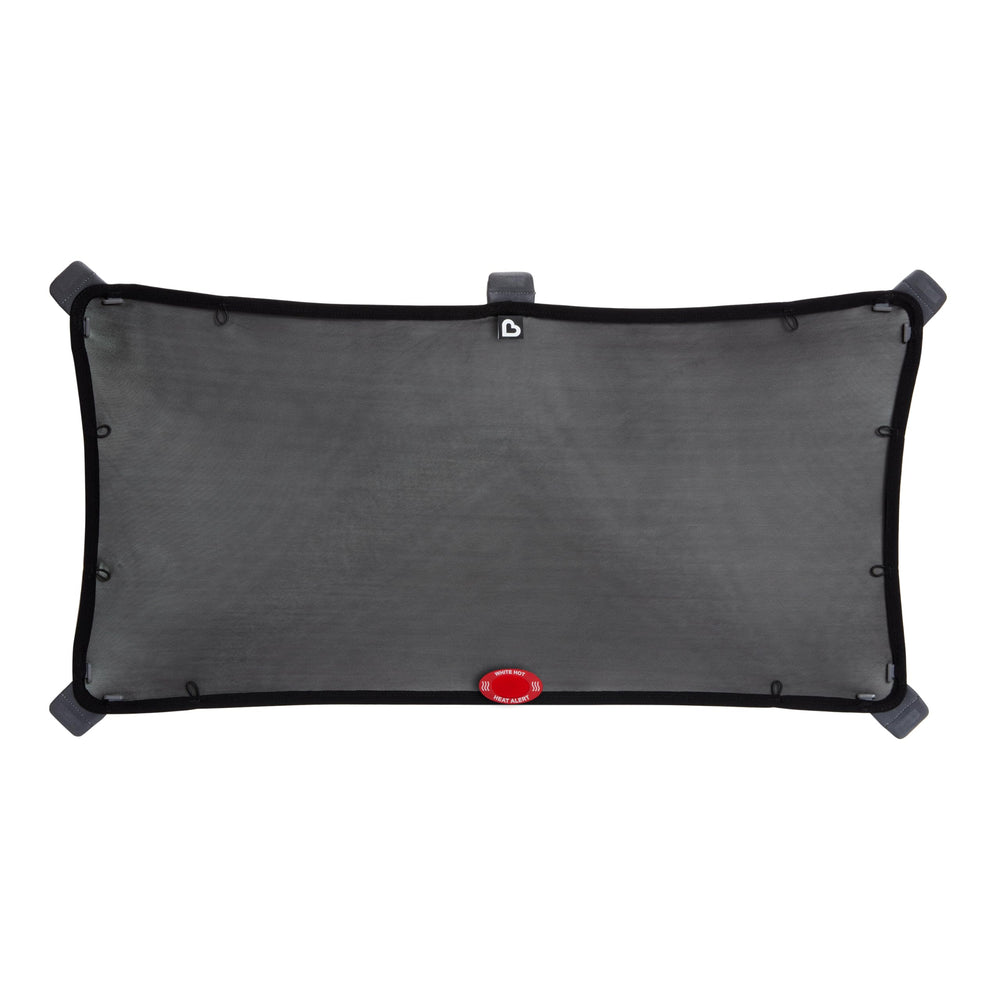 Munchkin Brica magnetic sun shade extends to cover large car windows.