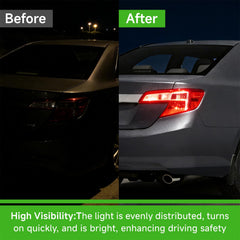 Munirater Camry tail light right side installed example, factory-fit convenience.