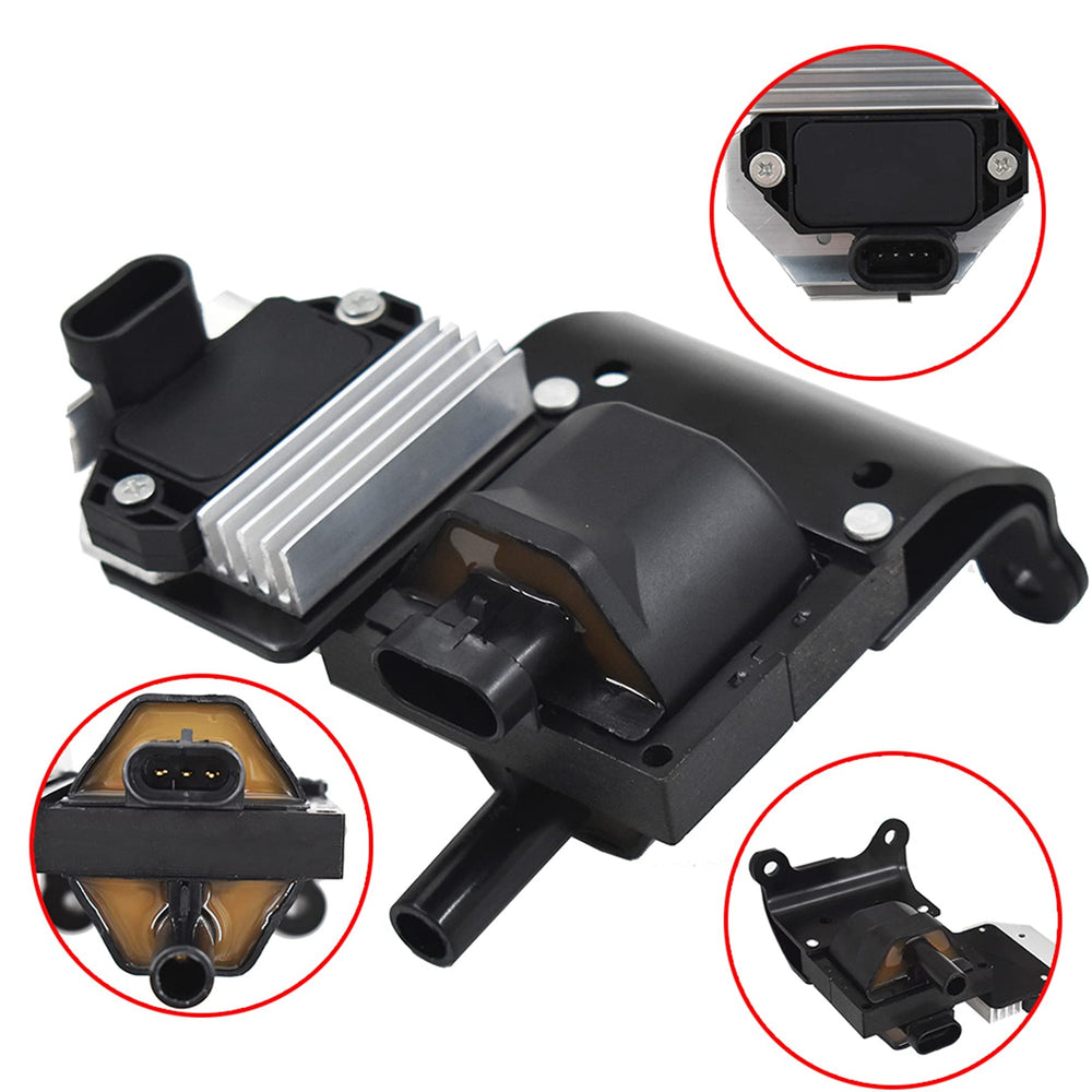Close-up of Munirater ignition coil DR49 with integrated D577 module.