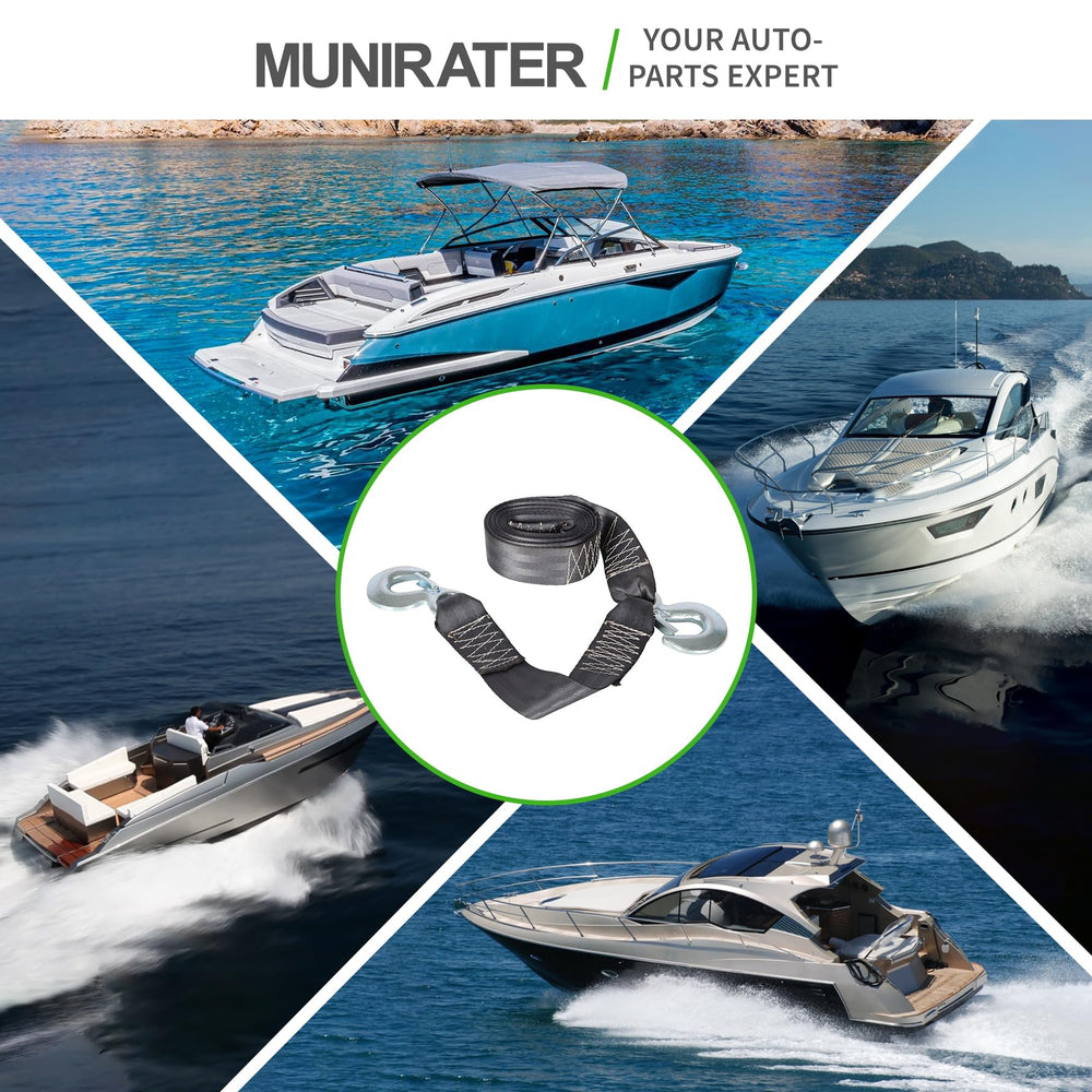 munirater on-site tow with boat trailer shows secure strap use