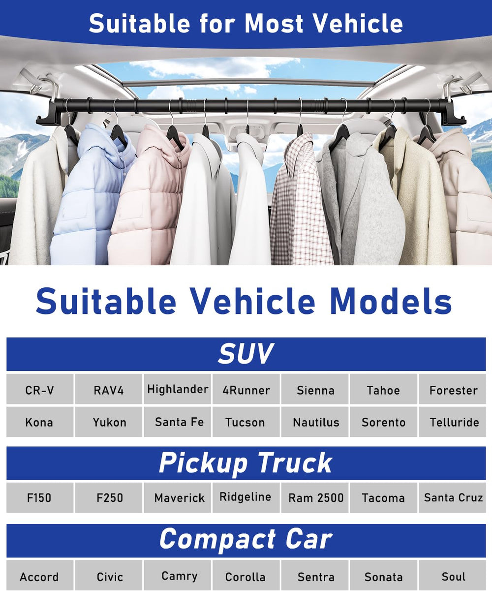 MUOFAHYI dual-hook design adapts to multiple vehicle sizes for easy organization