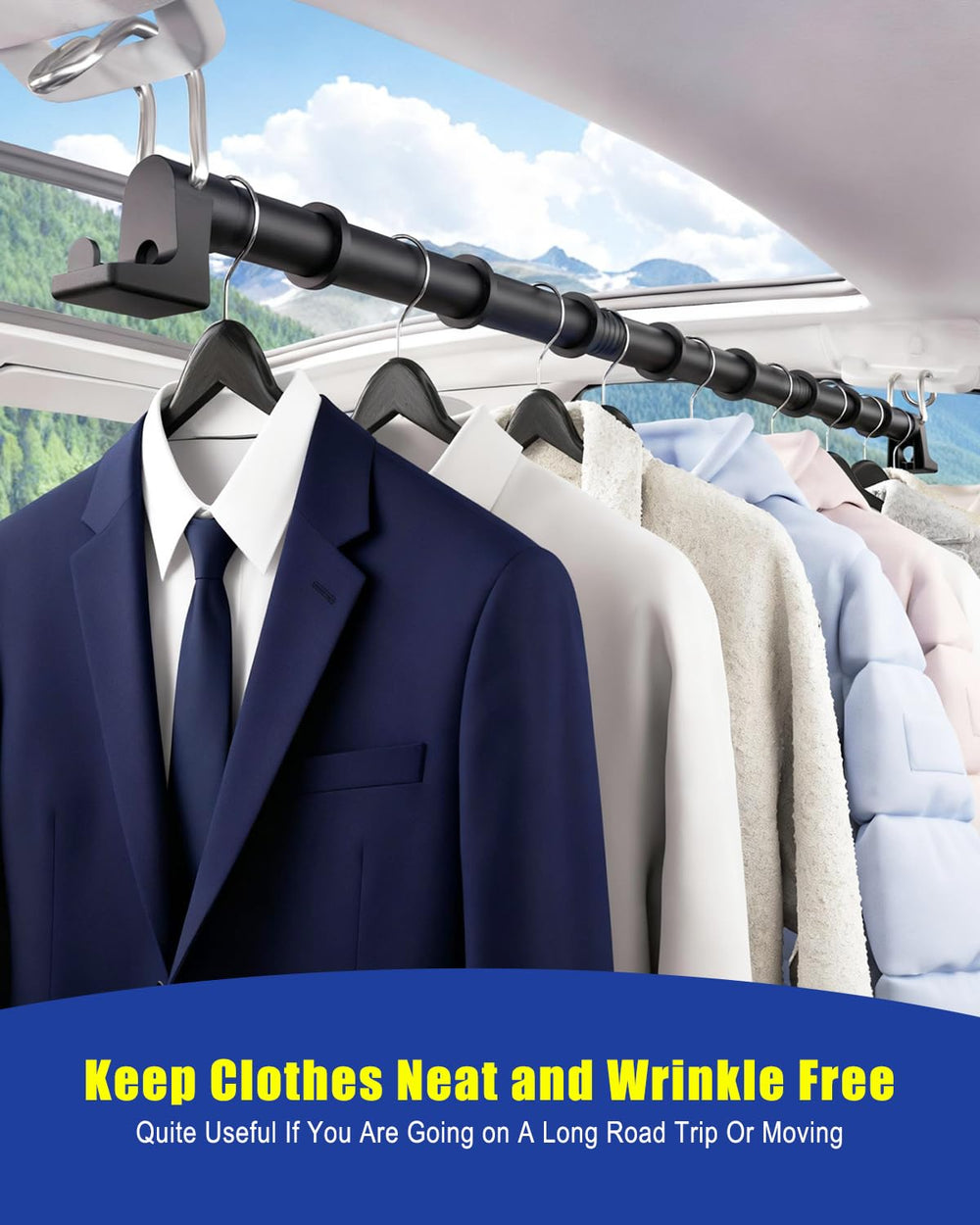 MUOFAHYI gift-ready car clothes hanger bar for travelers and commuters